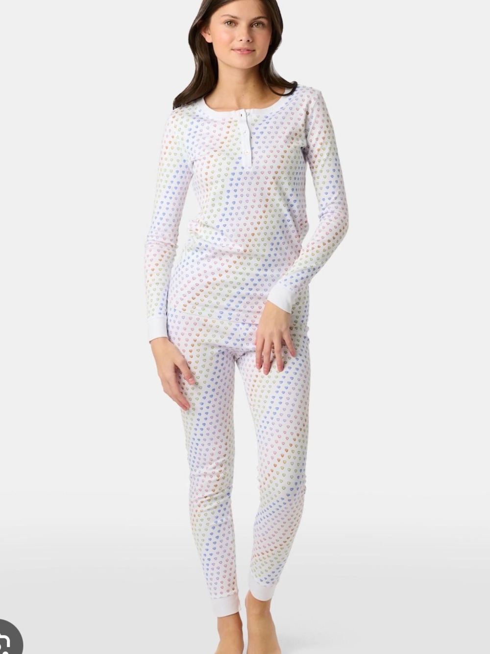 Roller Rabbit Girls' White Rainbow Dot Henley Pajama Set disco 12
